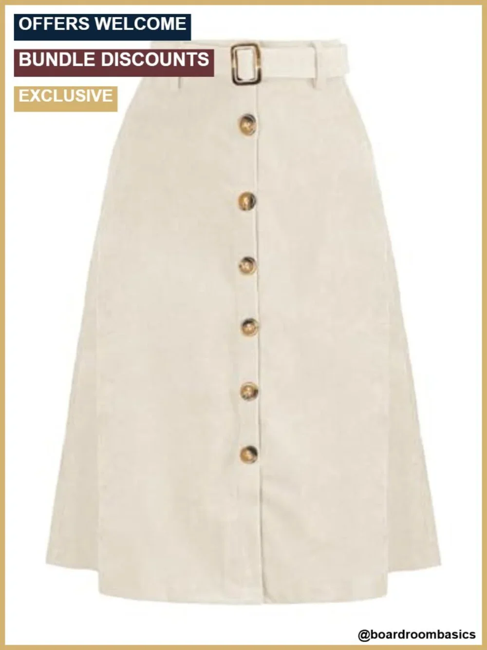 Allegra K Women's High Waist A-Line Corduroy Midi Skirt with Pockets & Belt